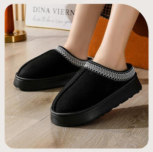 Pantuflas Casuales de Estilo Étnico para Mujer con Pelaje para Otoño e Invierno, Mocasines con Suela Gruesa de EVA para Aumentar Altura, Esponjosas, Cálidas y Suaves - Product Image 2