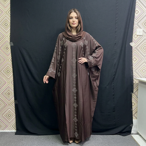 Oferta Especial 2026: Vestido Musulmán Modesto de Dubái con Cuentas y Lentejuelas, Cuello en V, Poliéster, Secado Rápido, Transpirable, Ligero, Manga Larga, Hasta el Tobillo, para Primavera - Product Image 2