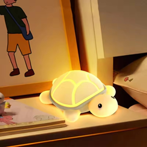 Lampe <span class=keywords><strong>tortue</strong></span> en silicone avec 7 modes de couleur pour la chambre des enfants, lampe de nuit rechargeable pour la chambre de bébé, lumière LED douce au toucher - Product Image 1