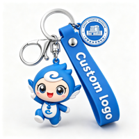 Porte-clés promotionnels en PVC 2D/3D personnalisés avec logo, animaux de dessin animé durables, couleur personnalisée et épaisseur de 2 à 4 mm