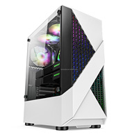 Casing komputer kaca tempered transparan samping, casing host game Internet cafe e-sports bentuk berlian Desktop kaca tempered transparan