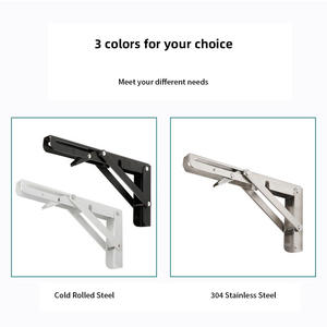 Soportes de estante plegables de pintura negra Soporte de estante plegable de metal resistente para estante de mesa de Banco Bisagra montada en la pared - Product Image 5