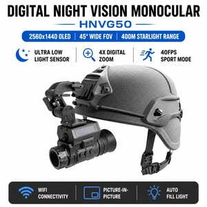 กล้องมองกลางคืนแบบตาเดียว Ultra Low Illumination CMOS HNVG50 ความละเอียด 2560x1440 OLED มุมมองภาพ 45 องศา ซูมดิจิตอล 4 เท่า พร้อม WIFI บันทึกภาพแบบวงกลม ความละเอียด 2K Ultra Low L - Product Image 3