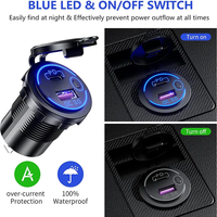 12v-24v voiture moto double chargeur USB QC 3.0 + PD type-c prise de charge rapide
