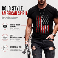 T-shirt en popeline à manches courtes pour homme, motif rétro rayé avec étoiles, impression numérique 3D, 180g, antibactérien, coupe ample, streetwear décontracté