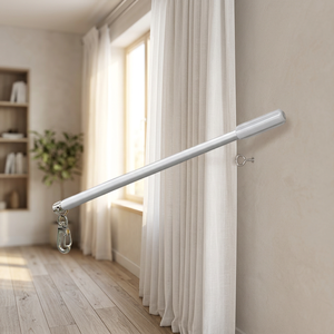 <b>Curtain</b> / Panel White Aluminium Wand 9.5mm <b>with</b> Snap <b>Hook</b> and Handle Accessories - Product Image 2