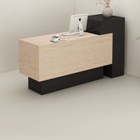 Bureau d'accueil moderne de luxe bicolore en bois massif pour hôtel, supermarché, hôpital, école, boutique de vêtements, bureau, facile à nettoyer