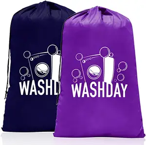 Reciclar zíper dobrável grande tamanho saco de lavanderia logotipo com cordão fabricantes personalizados