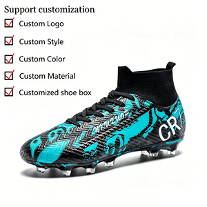 Chaussures de football montantes unisexe personnalisables avec logo pour l'extérieur, respirantes, antidérapantes, à crampons longs, pour l'entraînement des garçons et des hommes - Product Image 1