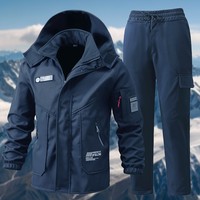 Ensemble de vêtements de travail d'hiver pour hommes, veste chaude doublée en polaire, pantalon cargo tactique imperméable et coupe-vent