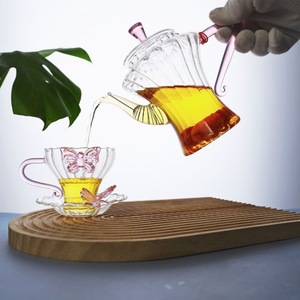 <span class=keywords><strong>Tetera</strong></span> de vidrio de borosilicato alto con taza de té Take the Lady Sample Kung Fu a rayas con posavasos <span class=keywords><strong>Tetera</strong></span> con sombrero - Product Image 1