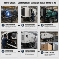 Generator Diesel Tipe Silent AC Tiga Fasa 12V 750kVA 50/60Hz dengan Sistem Pendingin Air, Auto Start, Remote Start, ATS, dan Trailer