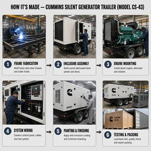 Générateur diesel silencieux triphasé AC 12V 750kVA 50/60Hz avec système de refroidissement par eau, démarrage automatique, démarrage à distance, ATS, remorque - Product Image 6