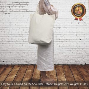 Sac fourre-tout en toile de coton super résistant, grand format 17"x16"x5" 10oz, réutilisable, personnalisable, avec boucle réglable - Product Image 2