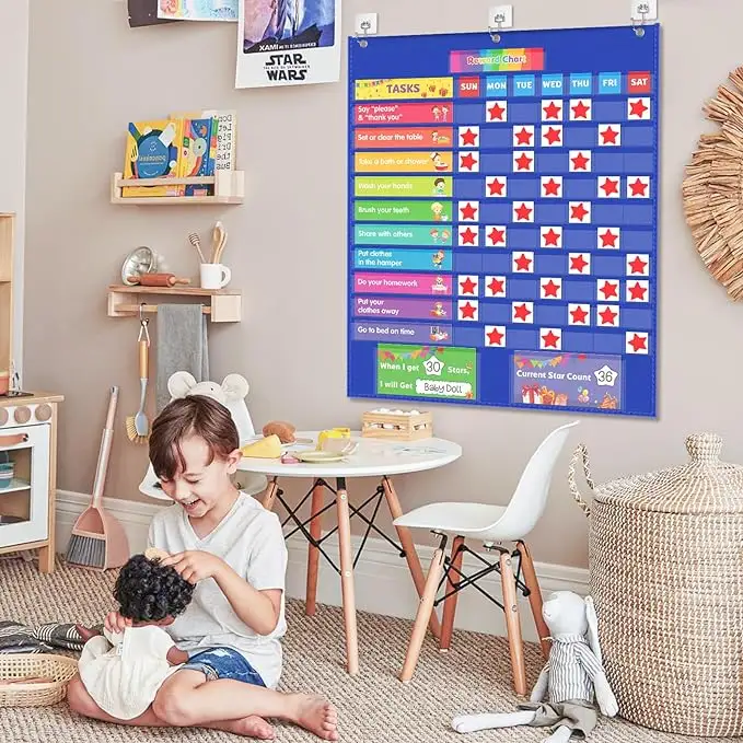 Tableau flexible personnalisé des corvées familiales hebdomadaires Récompense pour enfants à la maison Tableau de récompense quotidien magnétique pour les enfants Tableau de comportement pour les enfants