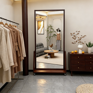 Miroir sur pied pleine longueur ultra-blanc effet bois, miroir de dressing pleine silhouette pour la maison, les magasins de vêtements et le streaming en direct - Product Image 5