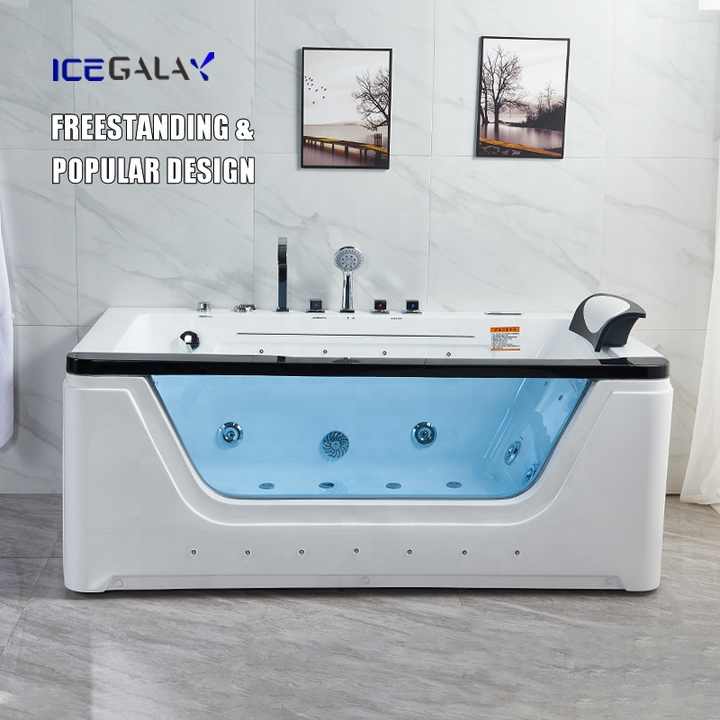 ICEGALAX Freestanding Acrylic Whirlpools Spa Bathtub Solid Surface