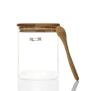 Barattoli coperchi e cucchiai contenitore per vasetti <span class=keywords><strong>di</strong></span> Yogurt con coperchi <span class=keywords><strong>vetro</strong></span> quadrato con tè <span class=keywords><strong>di</strong></span> bambù caffè e <span class=keywords><strong>zucchero</strong></span> <span class=keywords><strong>vetro</strong></span> per 500 allentato 1L - Product Image 3