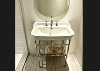 Meuble de salle de bain haut de gamme pour hôtel, cadre en métal chromé, vasque intégrée, pour salles de bain et chambres