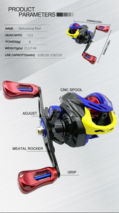 8 किलोग्राम अधिकतम ड्रैग 7.1 के साथ मछली पकड़ने की रील 8 किलोग्राम अधिकतम ड्रैग के साथ: 1 गियर अनुपात-पा और एल्यूमीनियम मिश्र धातु निर्माण स्नान कास्टिंग मछली पकड़ने रील - Product Image 3