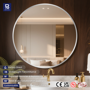 Miroir mural moderne sur mesure de grande taille 80cm 70cm 60cm 50cm de diamètre, cadre en aluminium, couleurs aluminium argenté et noir, en verre - Product Image 5