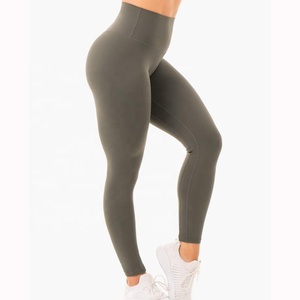 Leggings de gimnasio con entrenador de cintura 92% Nylon y 8% Spandex Leggings elásticos Mujer - Product Image 1
