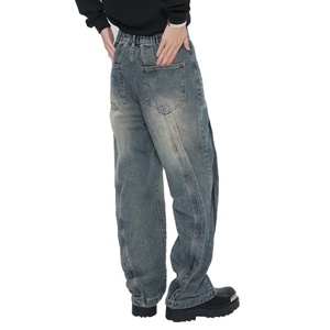 Pantalones Vaqueros Azules al por Mayor para Hombre, Lavado Desgastado, Corte Recto, Holgados, de Algodón, Estilo Vintage, Pantalones de Mezclilla, Ropa Urbana, Jeans para Hombre - Product Image 3