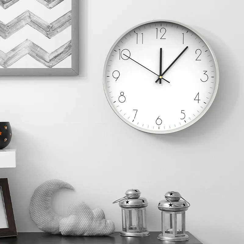 10 inch 12 inch 14 inch stainless steel narrow frame rose gold Wall Clock multiple-color modern round design living room bedroom