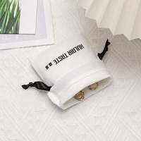 Sac de rangement en coton sergé réutilisable blanc pochette à cordon en coton avec logo imprimé personnalisé pour chargeur de casque Bluetooth