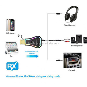 Adaptateur émetteur-récepteur <span class=keywords><strong>audio</strong></span> Bluetooth M11 3,5 mm AUX USB, lumière d'ambiance <span class=keywords><strong>sans</strong></span> <span class=keywords><strong>fil</strong></span>, mains libres <span class=keywords><strong>pour</strong></span> voiture, maison, télévision, <span class=keywords><strong>casque</strong></span> - Product Image 4