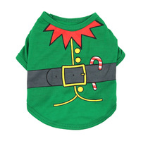 T-shirt de Noël pour chien et chat, motif écharpe rouge, design dessin animé, mélange de coton durable, confortable, costume de vacances d'hiver pour petits animaux