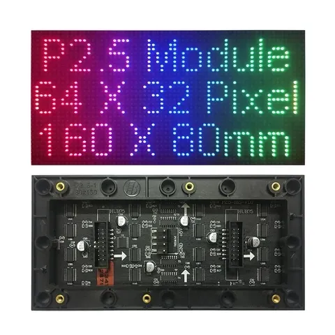 P2.5 kapalı RGB tam renkli LED ekran modülü 160mm x 80mm 64x32 piksel SMD RGB P2.5 LED Panel Matrix