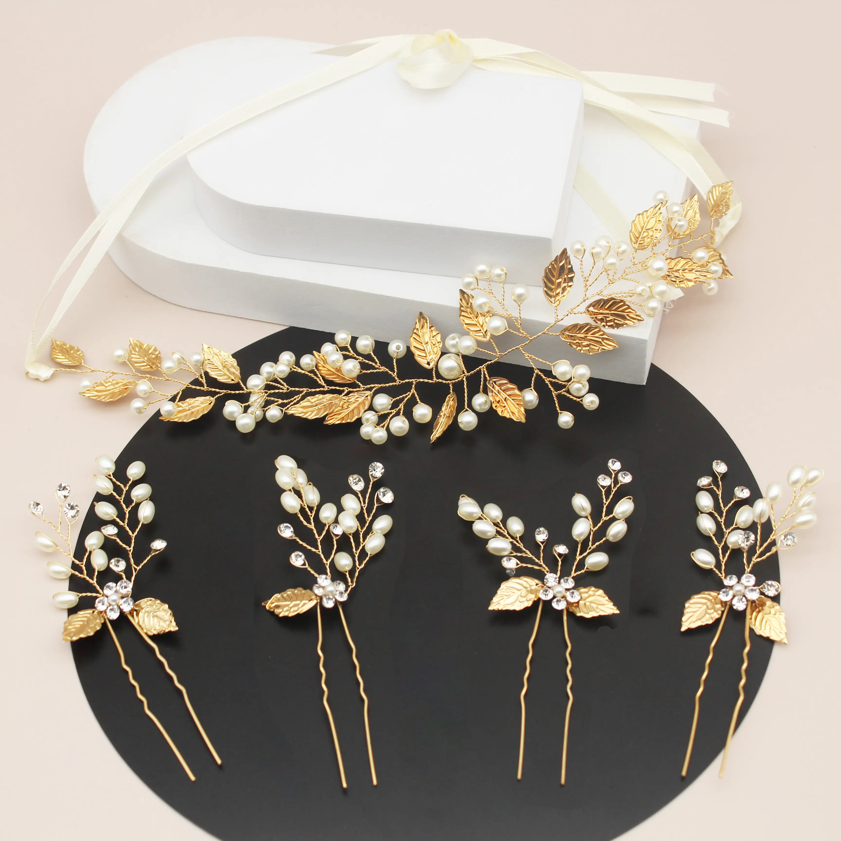 Genya Wholesale Wedding Crystal Pearl Hair Comb Hair Accessories Bridal Rhinestone Flower Metal Crown Headpiece