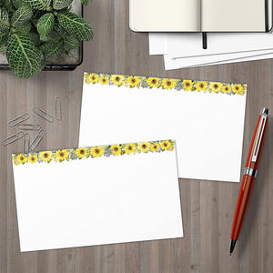定制白色横纹记事卡双面厚重型卡片纸可爱漂亮太阳花索引卡 - Product Image 5