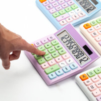 Calculatrice scolaire 12 chiffres pour étudiants, design personnalisé et mignon, double alimentation, piles AAA, en ABS