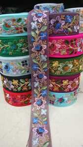 Cintas florales bordadas hechas a medida hechas con bordados florales de colores para usar como bordes y adornos - Product Image 6