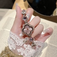 AIMANA Montre à quartz pour femme haut de gamme, étanche, incrustée de cristaux et de diamants, motif trèfle à quatre feuilles, 26 mm, aiguille, virale sur TikTok