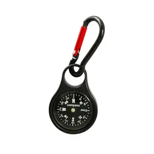 Gantungan Kunci Kompas Mini Dua Sisi, Gantungan Kunci Logam Luar Ruangan, Kompas, Termometer, Mobil