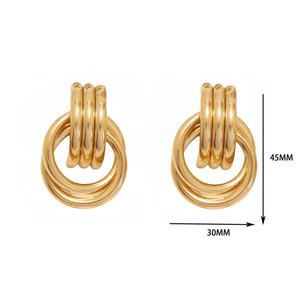 Pendientes de Espiral Trenzada de Tres Bucles, Geométricos, Tridimensionales, Circulares, Retro, para Mujer - Product Image 1