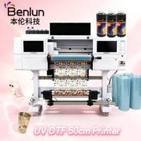 Printer Inkjet UV DTF 2-in-1 Benlun 60cm Mesin Silinder Flex Label Plastik Tanpa Bingkai Label Kristal Garansi 1 Tahun I3200