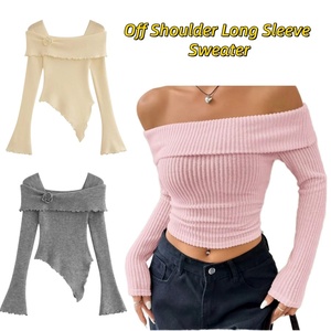 Maglioni Eleganti da <span class=keywords><strong>Donna</strong></span> con Spalle Scoperte, Sexy e Casual, in Maglia per l'Autunno, in Poliestere, Taglie Forti, Abbigliamento Femminile AL020-W - Product Image 1