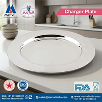 Assiette de Présentation Moderne en Acier Inoxydable Poli, Écologique et Sûre pour le Contact Alimentaire, Vente en Gros pour Restaurants et Hôtels, Idéale pour les Fêtes