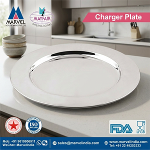 Assiette de service ronde polie en acier inoxydable moderne et écologique pour buffet, vente en gros pour restaurants et hôtels - Product Image 2