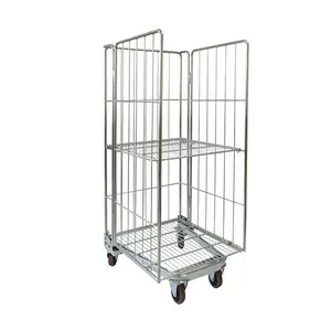 Warehouse Storage Steel Folding Zinc Finish Wire Mesh Security Roll Cage Containers roll cage trolley