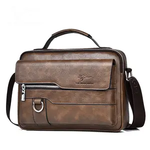 YUESKANGAROO Men's PU Leather Shoulder Bag Fashion Male Messenger Crossbody Bag Men Business Travel Handbag Boy Phone Bag