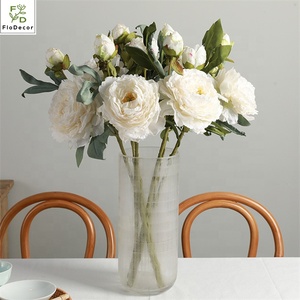 Pivoine en soie française artificielle de haute qualité 3 têtes bord brûlé fleur de pivoine rôtie pour <span class=keywords><strong>la</strong></span> décoration intérieure - Product Image 1