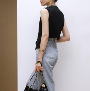 Chaleco sin Mangas de Rayón Estilo Occidental, Chaqueta con Cuello en V, Blusa para Mujer, Traje Informal Diario, Uniforme de Trabajo Profesional - Product Image 3