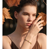 Ensemble de bijoux JINYOU 8556 en acier inoxydable tendance, collier en zircone cubique vert rose, bracelet en acier inoxydable plaqué or