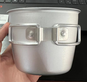 Tasses en aluminium personnalisées de 300 ml, 0,5 L, 0,6 L, 500 ml, 600 ml pour le camping en plein air avec 2 poignées pliables et surface électrolytique - Product Image 1