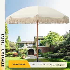 LS Hochwertiger Tropischer Strandschirm Outdoor-Sonnenschirm mit Fransen und Quasten für Terrasse, Garten, Balkon - Product Image 5